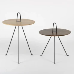 Table basse ronde en noyer et acier noir 42 x 49 cm Tipi - Objekto