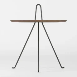Table basse ronde en noyer et acier noir 42 x 49 cm Tipi - Objekto