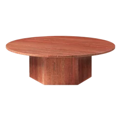 Table basse ronde en travertin rouge brûlé 110cm Epic - Gubi