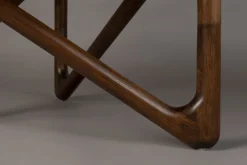 Table basse ronde en verre et bois de chêne finition noyer 80x40cm Naia - Dutchbone