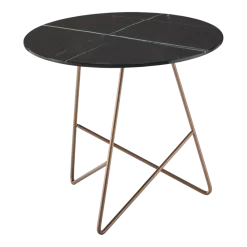 Table basse ronde en verre marbré sahara noir et base rame 50 x 44 cm Ermione - Meme Design
