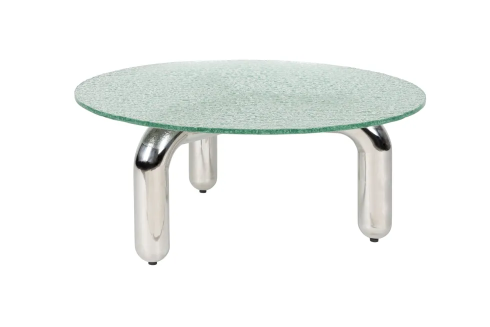 Table basse ronde en verre trempé et acier chromé 80cm Marly - Dutchbone