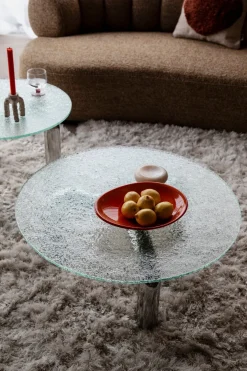 Table basse ronde en verre trempé et acier chromé 80cm Marly - Dutchbone