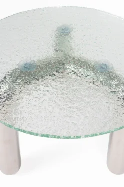 Table basse ronde en verre trempé et acier chromé 80cm Marly - Dutchbone