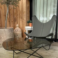 Table basse structure noire et verre fumé AO - Airborne