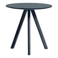 Table bistrot ronde en bois de chêne laqué bleu foncé et linoléum bleu fumé 50x49cm CPH 20 2.0 - Hay