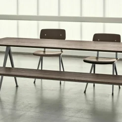 Table 250 cm en chêne massif fumé et acier beige Pyramid 02 - HAY