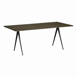 Table 190 cm en chêne massif fumé et acier noir Pyramid 02 - HAY