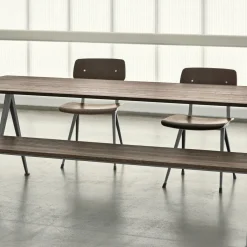 Table 300 cm en chêne solide fumé et acier beige Pyramid 02 - HAY