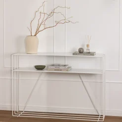 Table console en acier blanc 125x30x86cm Ria - Metallbude