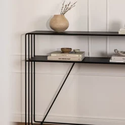 Table console en acier noir 125x30x86cm Ria - Metallbude
