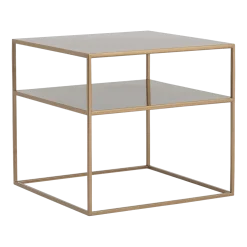 Table d'appoint carré à deux étages gold en métal 50 x 50 cm Tensio 2 - Custom Form