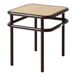 Table d'appoint carrée en chêne clair et acier brun noir 44x44x45,5cm UD - Tolix