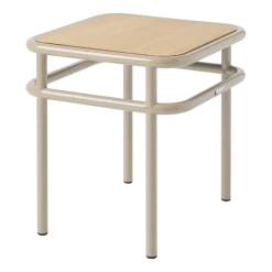 Table d'appoint carrée en chêne clair et acier gris beige 44x44x45,5cm UD - Tolix