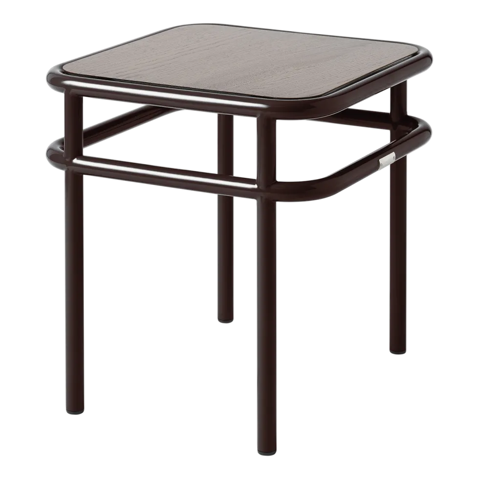 Table d'appoint carrée en chêne teinté et acier brun noir 44x44x45,5cm UD - Tolix