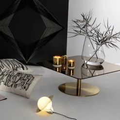 Table d'appoint carrée en fer plaqué laiton et en verre cuivré Flash - Tom Dixon