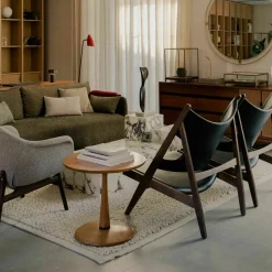 Table d'appoint cube en marbre beige et marron Plinth Cubic - Audo
