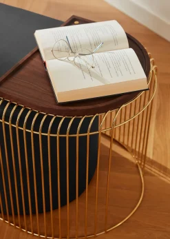 Table d'appoint en acier doré 34x48cm Curva - AYTM