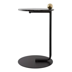 Table d'appoint en acier et travertin noir 40x60cm Castellum - AYTM