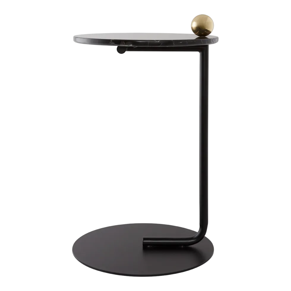 Table d'appoint en acier et travertin noir 40x60cm Castellum - AYTM