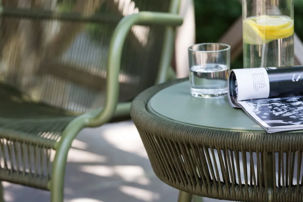Table d'appoint en aluminium et corde gris 51cm Loop - Vincent Sheppard