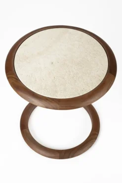 Table d'appoint en bois d'acacia et mabre 41x45x55cm Doppio - Zuiver