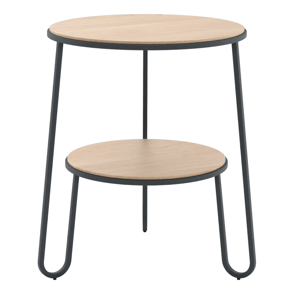 Table d'appoint en bois de chêne et acier gris ardoise 44,5x50,5cm Anatole - Hartô