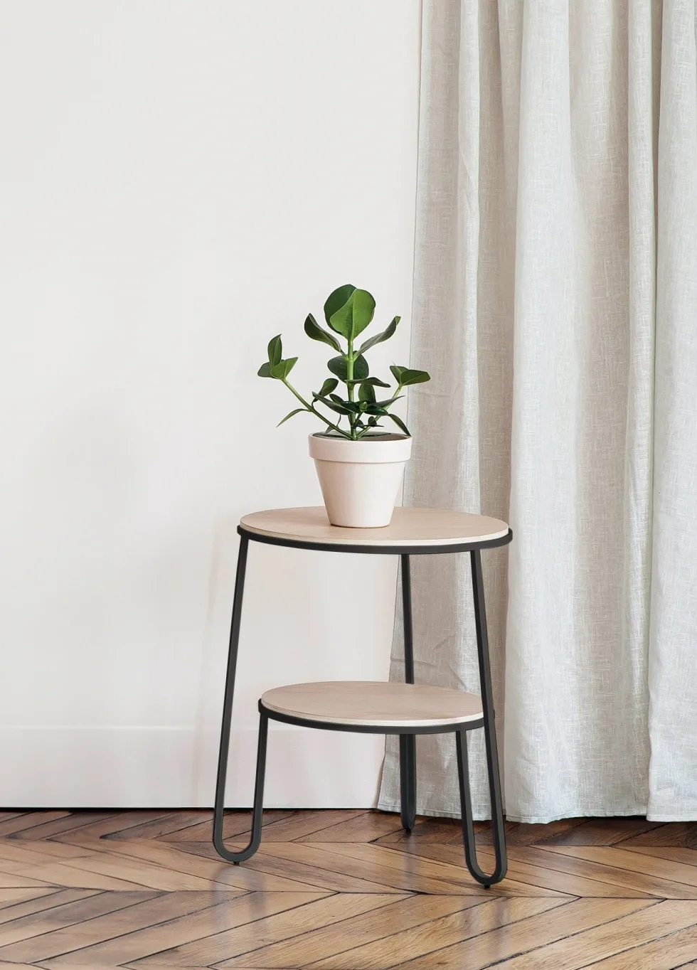 Table d'appoint en bois de chêne et acier gris ardoise 44,5x50,5cm Anatole - Hartô