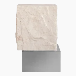 Table d'appoint en calcaire et acier chromé 33x32x50cm Temple - 101 COPENHAGEN
