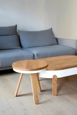 Table d'appoint en chêne et blanche 42 cm Batea - Woodendot
