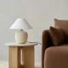 Table d'appoint en chêne et marbre kunis breccia 40 x 50 cm Androgyne - Audo