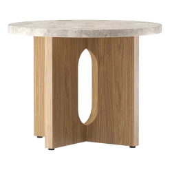 Table d'appoint en chêne et marbre kunis breccia 40 x 50 cm Androgyne - Audo