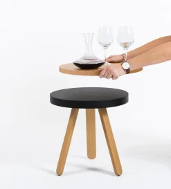 Table d'appoint en chêne et noire 42 cm Batea - Woodendot