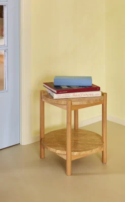 Table d'appoint en chêne et travertin Trava - Hübsch
