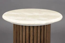 Table d'appoint en chêne finition noyer et plateau travertin 35x40cm Arda - Dutchbone