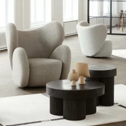 Table d'appoint en fibre de béton marron sur aluminium moulé 45 cm Gear - NORR11