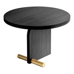Table d'appoint en frêne noir et détail doré 42cm Nova 2 - Nomon