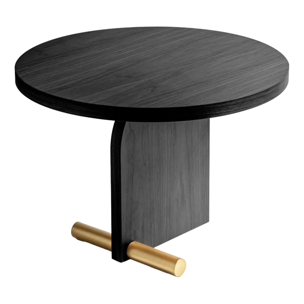 Table d'appoint en frêne noir et détail doré 42cm Nova 2 - Nomon