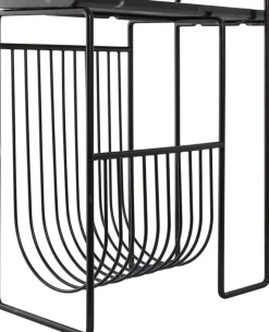 Table d'appoint en marbre avec porte revues en acier noir Sino - AYTM