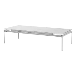 Table d'appoint en marbre bianco carrera et structure chrome foncé 140x60 cm Sett LN12 - &tradition