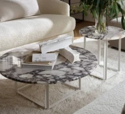 Table d'appoint en marbre blanc viola 50cm Florence - New Works
