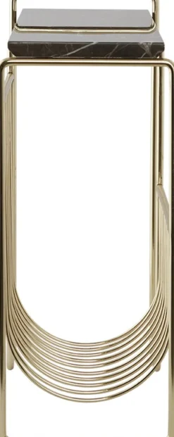 Table d'appoint en marbre noir avec porte revues en acier doré Sino - AYTM
