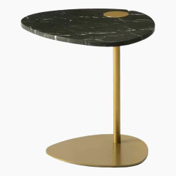 Table d'appoint en marbre noire et piétement doré Hug - Meme Design