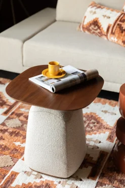 Table d'appoint en mdf marron et beige 48x51,5cm Shelly - Dutchbone