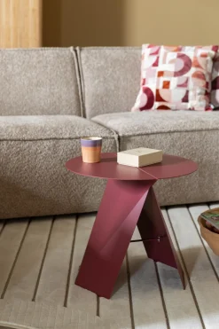 Table d'appoint en métal bordeaux 45x40cm Foldy - Zuiver