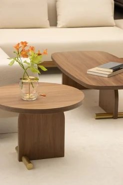 Table d'appoint en noyer et détail doré 42cm Nova 2 - Nomon