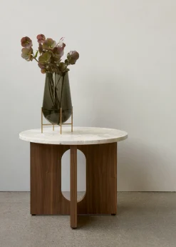 Table d'appoint en noyer et marbre kunis breccia 40 x 50 cm Androgyne - Audo