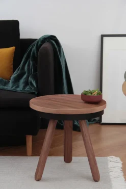Table d'appoint en noyer et noire 42 cm Batea - Woodendot