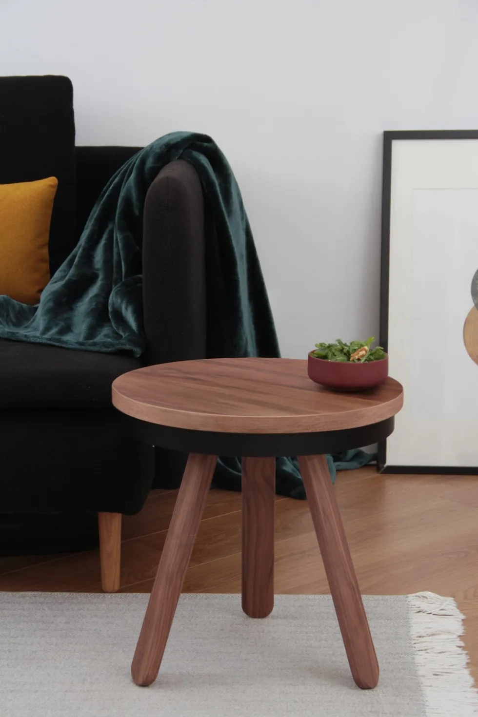 Table d'appoint en noyer et noire 42 cm Batea - Woodendot
