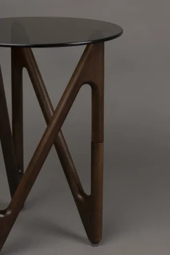 Table d'appoint en verre et bois de chêne foncé 40x40x50cm Naia - Dutchbone